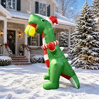 Cappello di Babbo Natale Gonfiabile a Forma di Dinosauro Verde con Luci LED, Impermeabile, Alimentato a Corrente Continua, per Decorazioni Natalizie di Casa, Hotel e Giardino