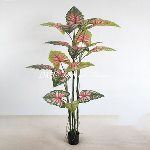 High Quality Realistic Green Artificial Taro Branch Bonsai <b>Plastic</b> Potted Plant for Home Hotel Decoration - Product Image 2