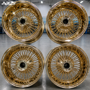 NJQS 커스텀 골드 스포크 림 13x7 골드 스포크 5x114.3 림 화이트 월 타이어 와이어 휠 - Product Image 5