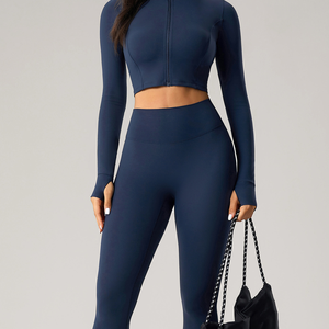 Ensemble de vêtements de sport à manches longues en yoga élastique, ensemble de vêtements de sport multifonctionnel pour l'extérieur - Product Image 1