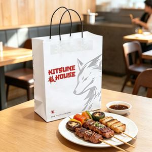 Sacs d'emballage alimentaire jetables en papier kraft biodégradable, écologiques, résistants à la graisse, avec logo personnalisé, pour plats à emporter et barbecues - Product Image 1