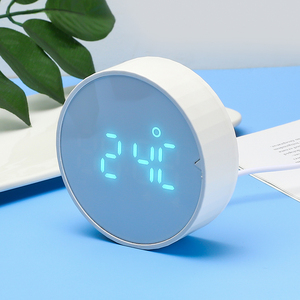 Petite <span class=keywords><strong>horloge</strong></span> LED numérique ronde classique moderne avec double alarme, date, température, minuterie, réveil vocal et rétroéclairage <span class=keywords><strong>pour</strong></span> la décoration intérieure - Product Image 6