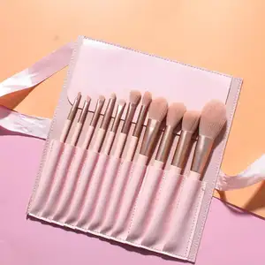 New 11pcs Makeup Brush Set Beautiful Soft Hairy Loose Powder Brush High Quality Best Selling Beauty Tools Brush Bag