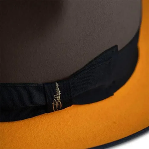 <b>Brown</b> <b>Wool</b> Felt Fedora Hat With Orange Band 56-58CM Unisex Formal Dress Hat Adult Four Seasons Casual Style - Product Image 4