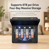 Station d'accueil 4 baies NVMe SSD sans outil 1:3 USB4 40 Gbit/s avec fonction d'effacement, lecture/écriture, boîtier M.2 en plastique et ventilateur RGB