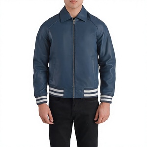 แจ็คเก็ตหนังผู้ชาย ELYSIAN INDUSTRIES สำหรับฤดูหนาว แบบ Letterman ติดซิปด้านหน้า สไตล์วิทยาลัย ขายส่ง - Product Image 1