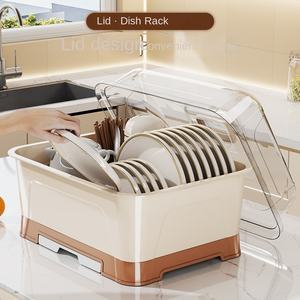 Escurridor de platos de cocina de diseño XT117, armario de platos, hogar con tapa, caja de almacenamiento de platos, vajilla grande a prueba de polvo, estante para platos - Product Image 2