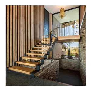 Современная комнатная небольшая лестница из нержавеющей стали, деревянная Прямая лестница, распродажа