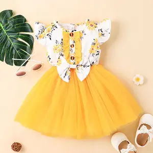 Green Horizon Baby Girl Dress Cute Bow Newborn Princess Dresses For Baby 1-3 Year Birthday Toddler Infant Party Dress