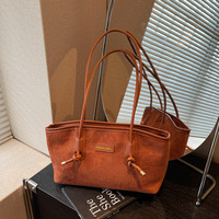 Bolso Tote de Ante Vintage para Mujer, Otoño Invierno, Nuevo, Moderno, de Un Solo Hombro, con Cierre de Cremallera, Poliéster, de Alta Gama