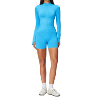 Nouvel ensemble de fitness 2 pièces 2026 : Veste à col montant et tenue de yoga trois-quarts élégante à séchage rapide pour femme, idéale pour les sports de plein air