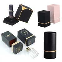 Logo personnalisé noir rigide papier carré attar bouteille de parfum emballage épaule cou boîte avec insert