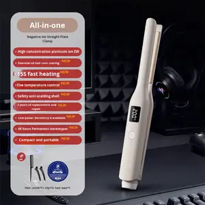 Plancha de Pelo Portátil de Cerámica de Calentamiento Rápido 2 en 1 para <span class=keywords><strong>Hombre</strong></span>, Plancha para <span class=keywords><strong>Barba</strong></span> <span class=keywords><strong>y</strong></span> Cabello Corto <span class=keywords><strong>con</strong></span> Pantalla de Temperatura - Product Image 6