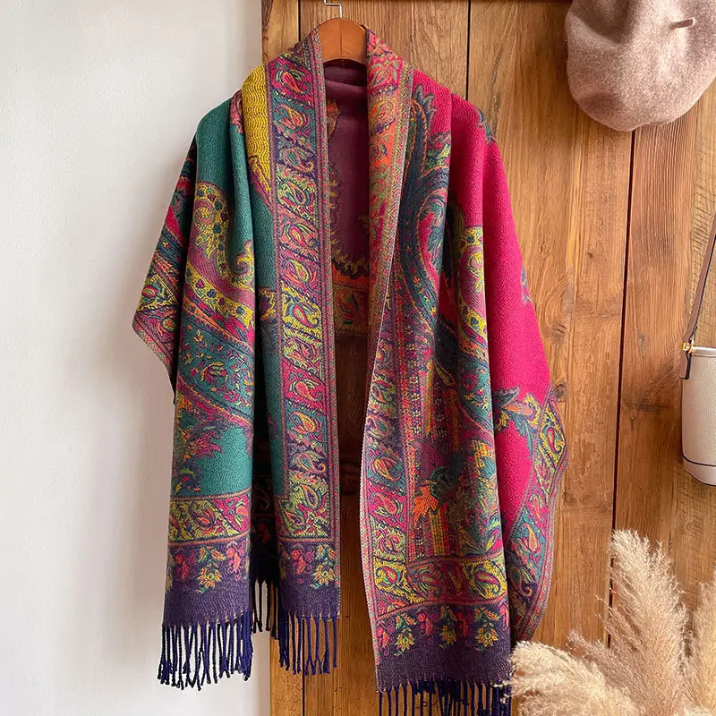 Design Bohemia Ethnic Shawls Women Cape Viscose Shawls Scarf Print Polyester Cotton Hot Selling Paisley Winter for Women Adult