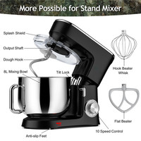 Mélangeur à pâte OEM 1500W électrique 6.5L/8L/10L AC/DC pour la cuisine, la boulangerie, les gâteaux et le bol mélangeur crochet pour la pâte