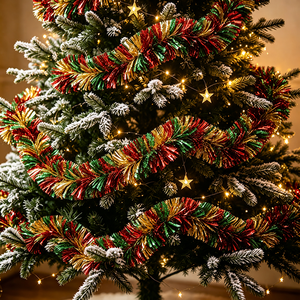 2m Garland Tinsel Natal Berkilau dengan Rumbai Foil yang Dapat Dibengkokkan untuk Dekorasi Pohon Natal Pita Dekorasi Natal - Product Image 3