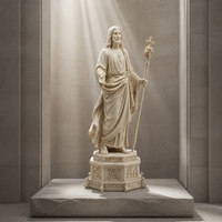 Estatua de Jesucristo Tallada a Mano en Mármol Blanco, Escultura Religiosa Católica con Cruz, para Altar de Iglesia, Jardín o Santuario