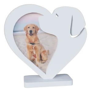 Cadre photo en MDF <span class=keywords><strong>blanc</strong></span> fait main, forme personnalisée créative, design personnalisé en forme de cœur pour chien - Product Image 2