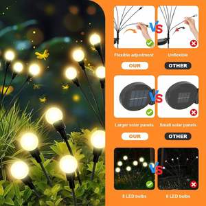 6/8/10/16 Recommend Led Solar Powered Wind-Powered Swaying Firefly <b>Lamp</b> Landscape Garden Outdoor Rgb Firework Solar Garden Light - Product Image 2