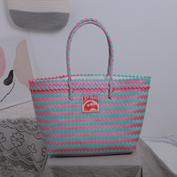 Panier de rangement pour fruits en PVC écologique, fait main, tressé avec poignée, pour la cuisine et les fêtes