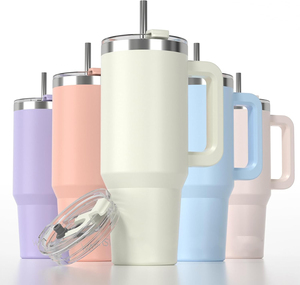 Gobelet isotherme sans plomb de 40 oz avec couvercle et paille, en acier inoxydable réutilisable, pour garder les boissons froides (café, bière, jus) - Product Image 1