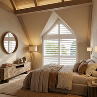 Volets de fenêtre modernes en bois certifiés ISO9001, à lamelles arquées, pour chambre à coucher, en bois naturel