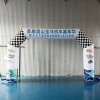Arche de course gonflable en tissu Oxford personnalisée, directement de l'usine, avec lampe LED et drapeau à damier pour la ligne de départ/arrivée de marathon et les événements publicitaires