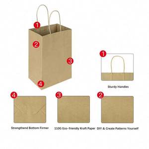 KM Sacs en papier personnalisés, sacs cadeaux en kraft avec impression couleur intégrale - Product Image 6