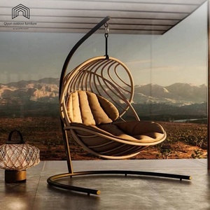Fauteuil suspendu à bascule en rotin moderne avec coussin pour hôtel, cour, balcon, villa et <span class=keywords><strong>salon</strong></span>, mobilier d'extérieur - Product Image 1