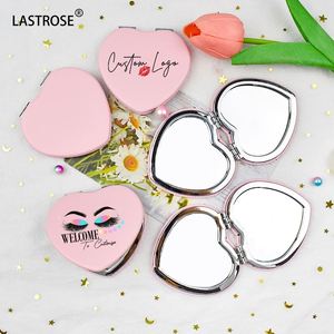 Wholesale Black Pink Double Side Heart Foldable Hand Held <b>Mirror</b> PU Leather <b>Small</b> Heart Shape Pocket <b>Mirror</b> - Product Image 4