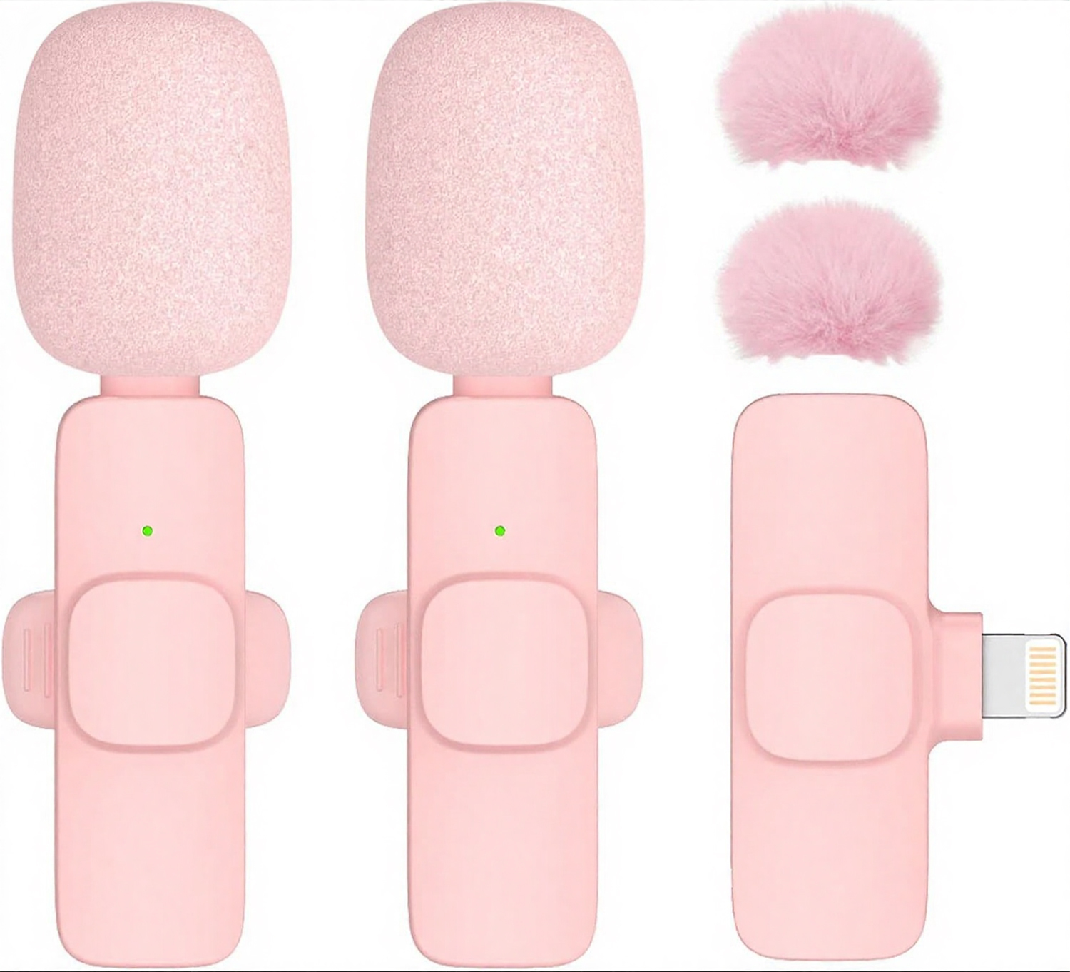 Double micro rose - Interface Apple + 2 boules de poils roses