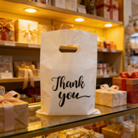 Sacs en plastique personnalisés découpés à la forme avec poignée, roses, en PE, pour boutiques, sacs de shopping, emballages cadeaux avec logo imprimé, vente en gros