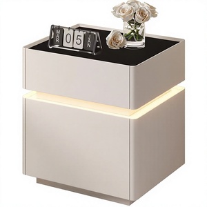 Modern Smart Nightstand Three Drawer Bedside Cabinet Fingerprint Lock <b>LED</b> <b>Bed</b> Table for bedroom - Product Image 6