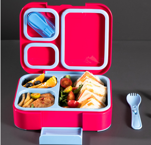 Boîte à lunch bento portable avec compartiments séparés, couvercle hermétique et couverts intégrés pour l'école, le bureau, les voyages et le stockage des repas - Product Image 4