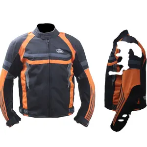 Motorcycle Motorbike Cordura Riding Jacket black orange