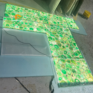 Tùy chỉnh sang trọng màu xanh lá cây Onyx pha lê mã não đá mờ Backlit loại bàn cho nhà bếp - Product Image 3