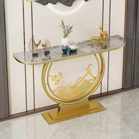 Table console d'entrée en pierre de quartz et métal, style chinois moderne et minimaliste, haut de gamme, multifonctionnelle, nouvelle collection