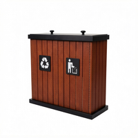 Contenedor de Reciclaje de Doble Compartimento para Exteriores, de Madera y Plástico Compuesto, Resistente a la Intemperie, para Clasificación de Basura en Parques y Jardines