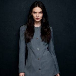 Chaqueta <span class=keywords><strong>de</strong></span> Traje Entallada <span class=keywords><strong>de</strong></span> Manga Larga, Cuello Redondo sin Solapa, Silueta Ajustada, con Múltiples Botones Decorativos - Product Image 2