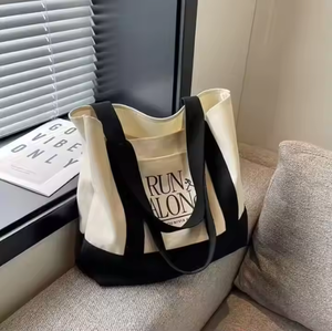 กระเป๋าสะพายไหล่ผ้าแคนวาสทำจากผ้าฝ้าย100% เป็นมิตรกับสิ่งแวดล้อมเนื้อนุ่มกระเป๋าสะพายไหล่รีไซเคิลได้หลากสีขนาดใหญ่ - Product Image 1