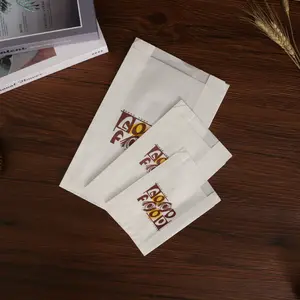 Bolsas pequeñas de papel Kraft marrón, a prueba de aceite, a la moda, personalizadas, para alimentos