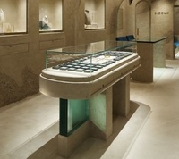 Vitrine à bijoux autoportante en verre trempé à texture rugueuse de luxe moderne avec éclairage LED, marque GZowin, haute qualité pour les bijouteries