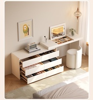 2025 nouveau modèle en bois massif rabattable coiffeuse crème Style poitrine tiroirs maquillage intégré Simple moderne chambre salon