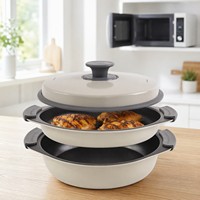 Plat de cuisson multifonctionnel en pierre pour micro-ondes avec revêtement PTFE, idéal pour rôtir et cuire rapidement sans huile et sainement