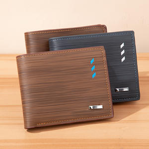 Portefeuille court de luxe en cuir de vache pour hommes fait à la main minimaliste Design personnalisé PU Polyester lettre à la mode en gros - Product Image 2