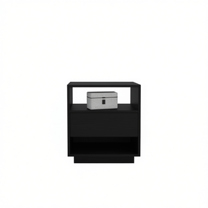 Comodino con un cassetto, finitura nero wengue, mobili moderni per camera da letto - Product Image 1
