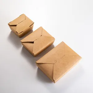 Boîte de nourriture chinoise à emporter en papier kraft Conteneur de nourriture à emporter de haute qualité