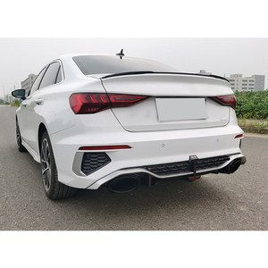 Diffuseur de lèvre de pare-chocs arrière avec tuyaux pour <span class=keywords><strong>Audi</strong></span> A3 2021-<span class=keywords><strong>2022</strong></span> Type de RS3-<span class=keywords><strong>R</strong></span> Noir avec Silver Edge Car Diffuse - Product Image 4