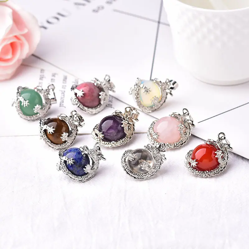 Natural Crystal Stone Pendant Dragon Palace Ball Pendant Jewelry For Men And Women Gifts