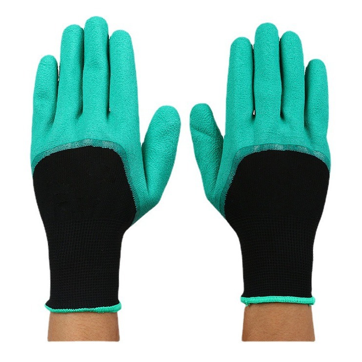 TX Waterproof Latex Safety Foam Gloves with Fingertips Claws for Gardening Protection Planting and Working
